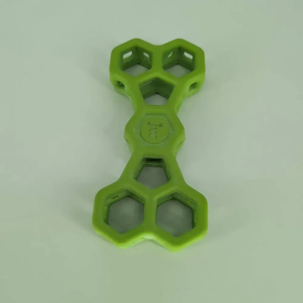 JW Pet Hol-ee Bone Lime Green Puppy Dog Toy / Puzzle / Chew Treat Toy - GUC